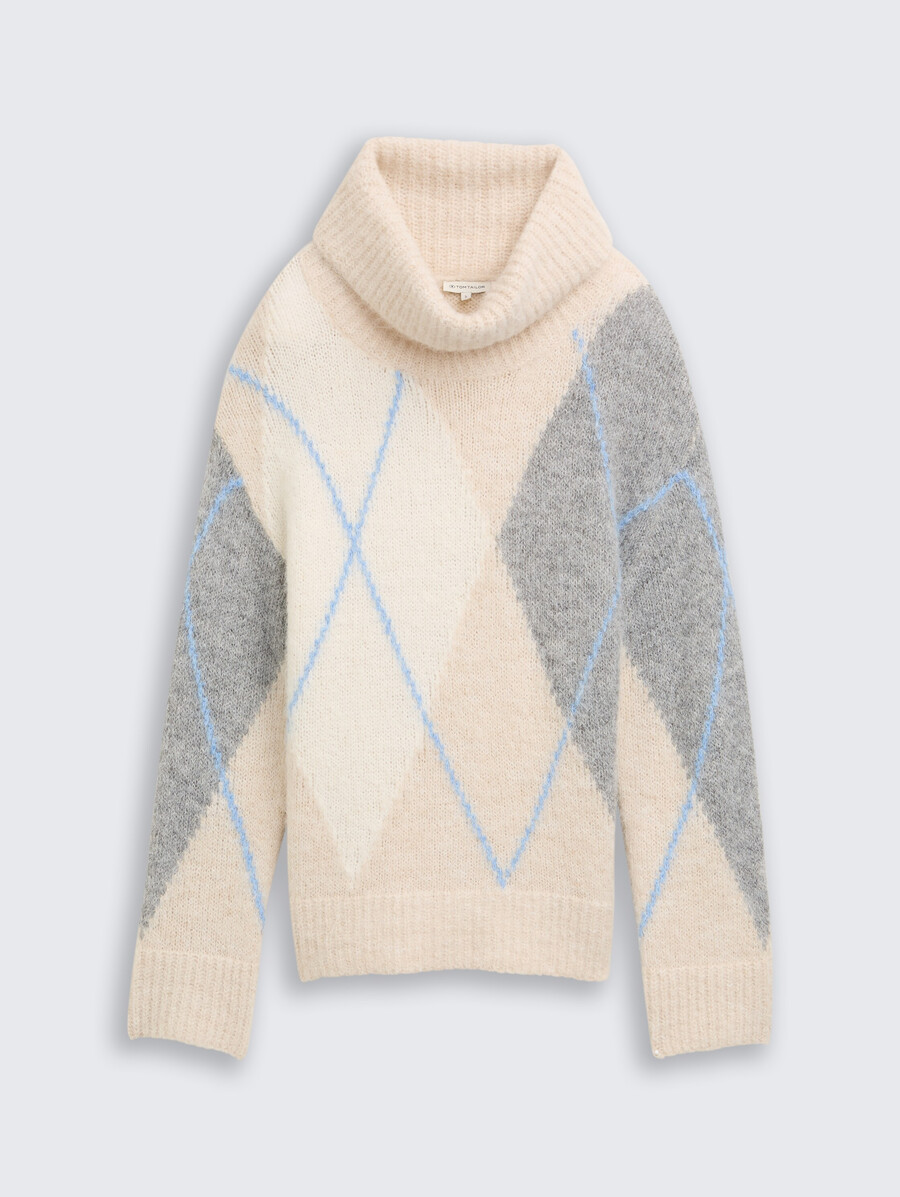 oversized rollkragenpullover mit wollanteil