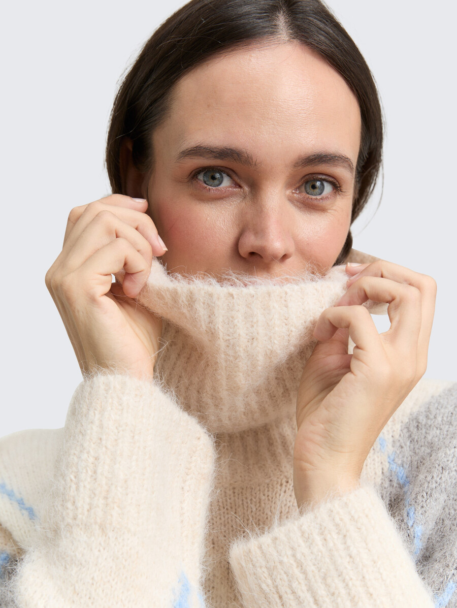 oversized rollkragenpullover mit wollanteil