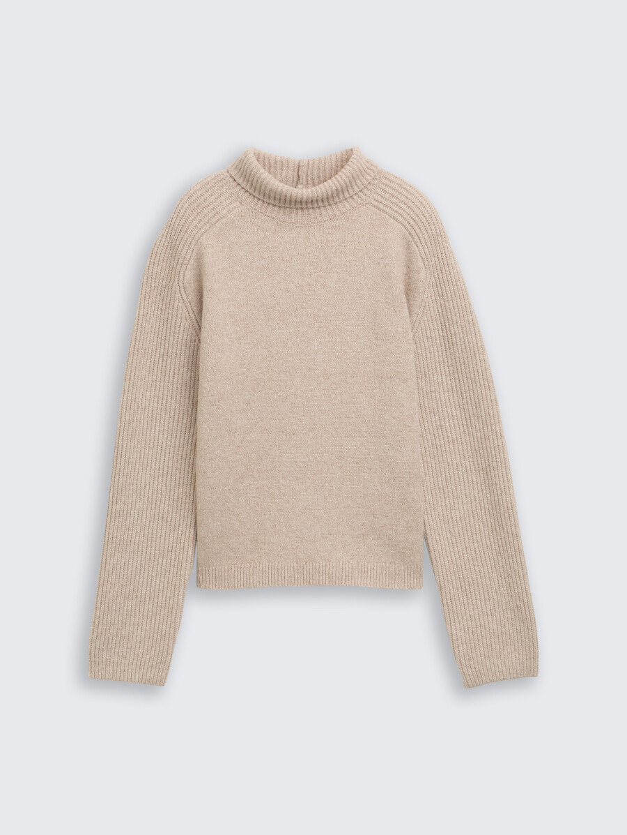 lässiger strickpullover mit stehkragen