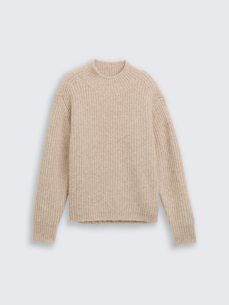 lässiger strickpullover mit stehkragen
