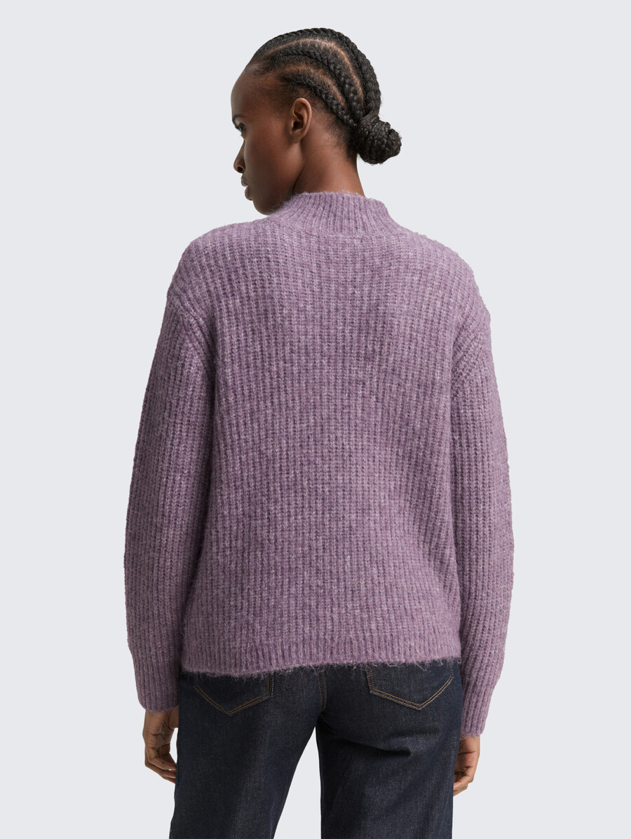 lässiger strickpullover mit stehkragen