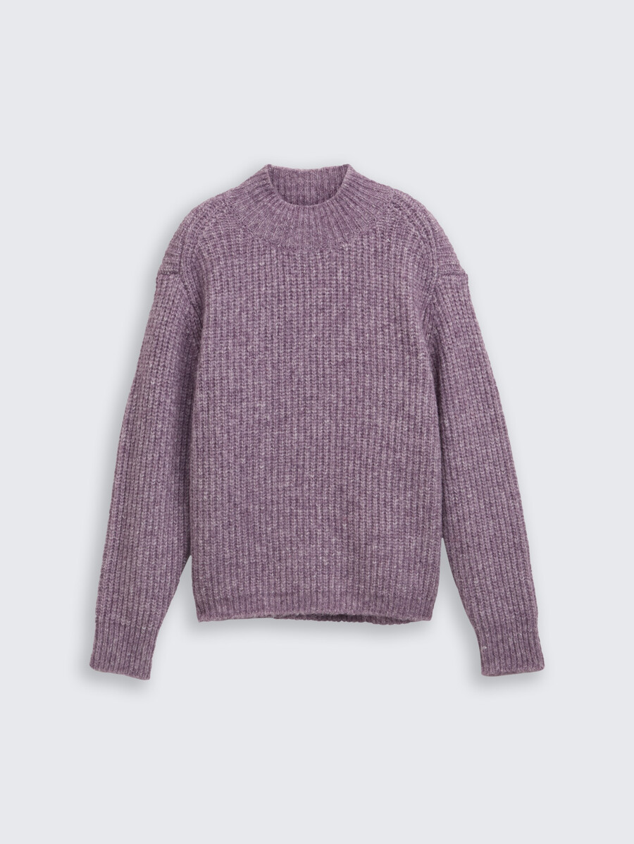 lässiger strickpullover mit stehkragen