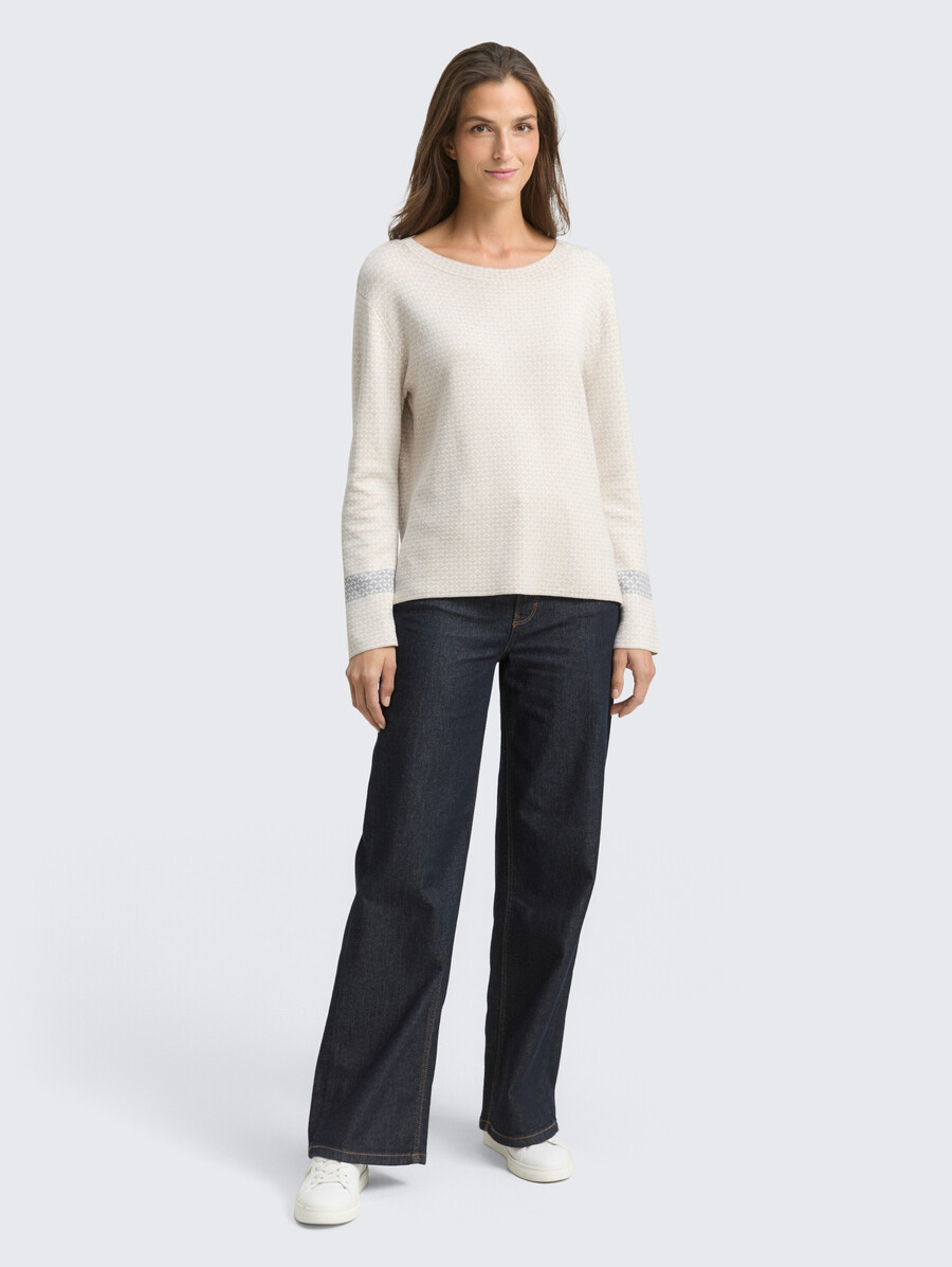 locker geschnittener jacquard-strickpullover