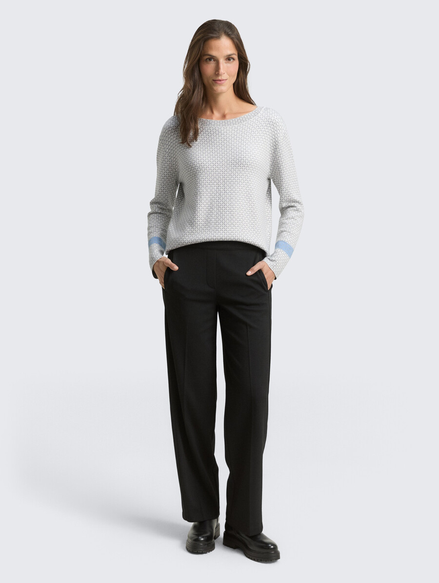locker geschnittener jacquard-strickpullover