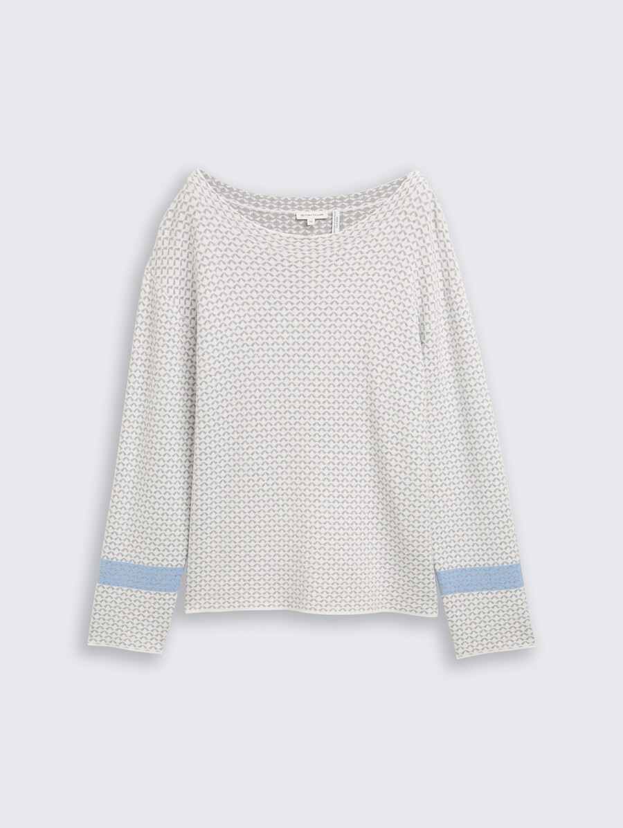 locker geschnittener jacquard-strickpullover