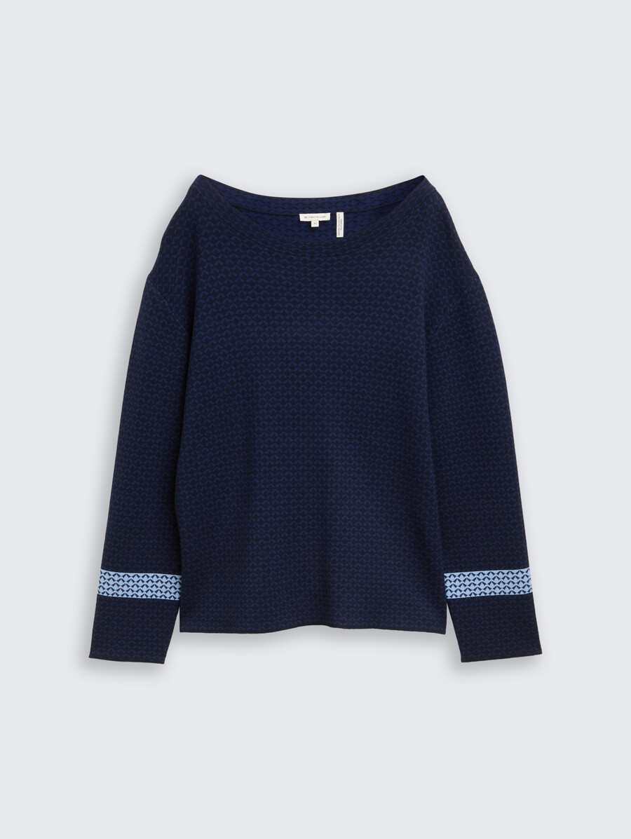 locker geschnittener jacquard-strickpullover