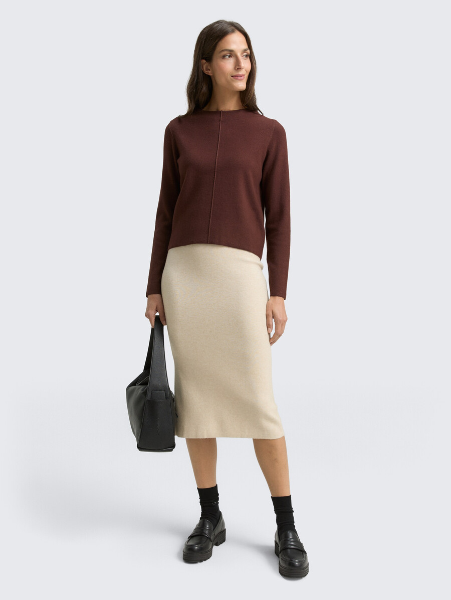 kurzer strickpullover mit stehkragen