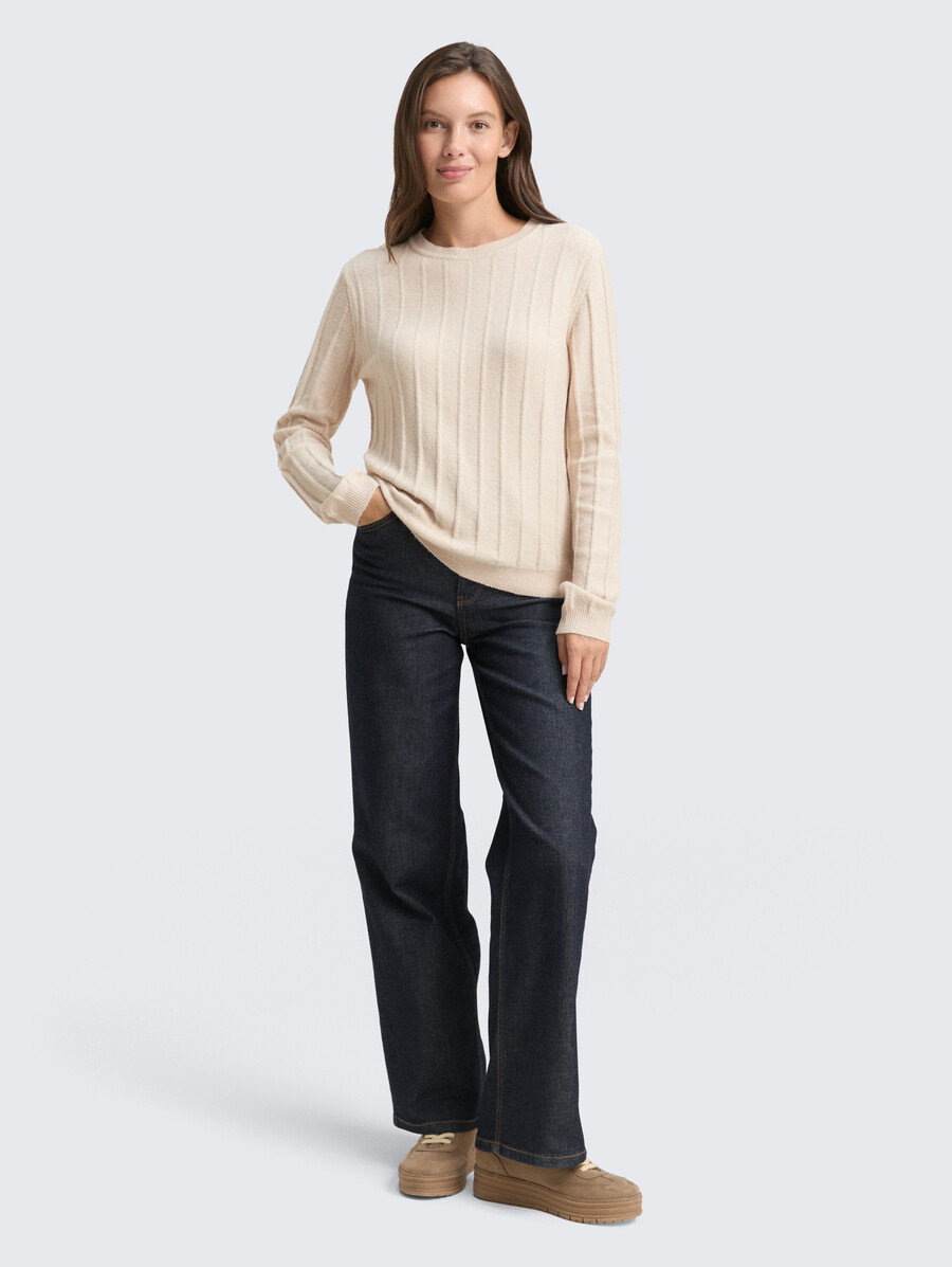rippstrickpullover mit wollanteil