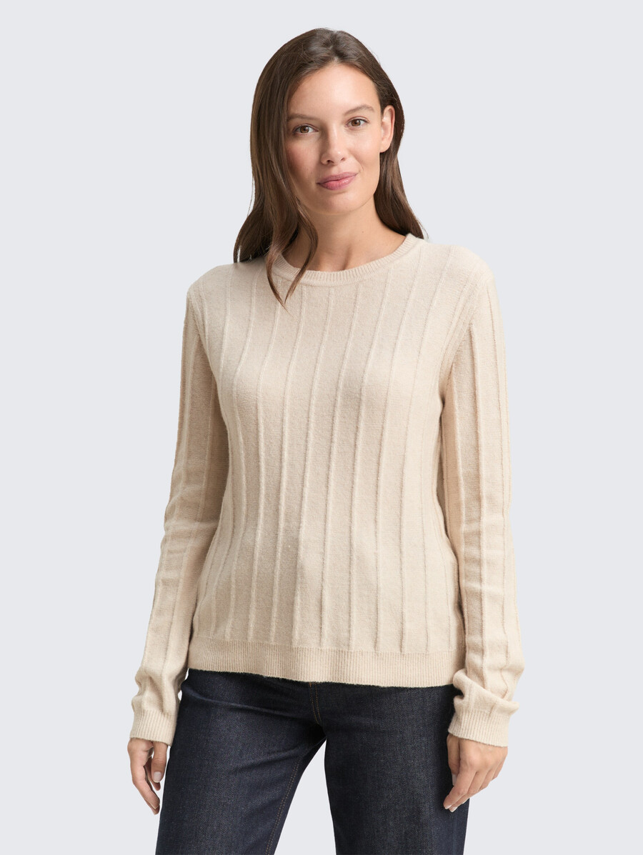 rippstrickpullover mit wollanteil