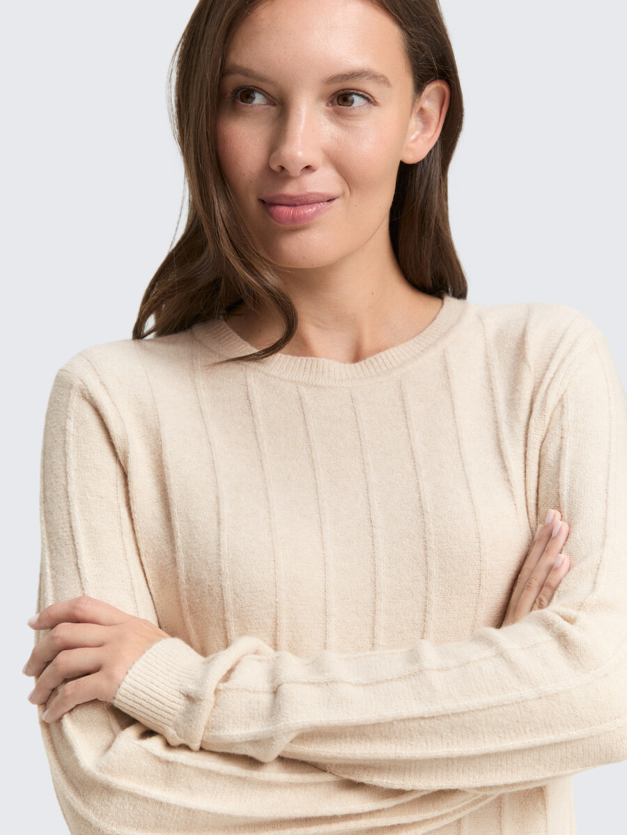 rippstrickpullover mit wollanteil
