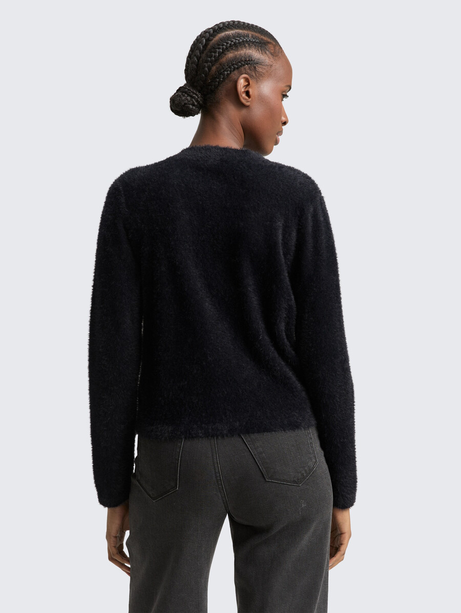 strickjacke aus federgarn mit reißverschluss