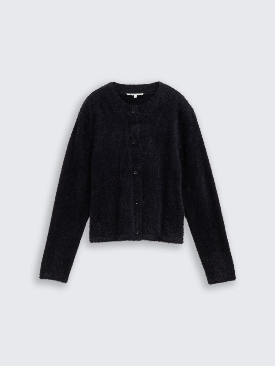 strickjacke aus federgarn mit reißverschluss