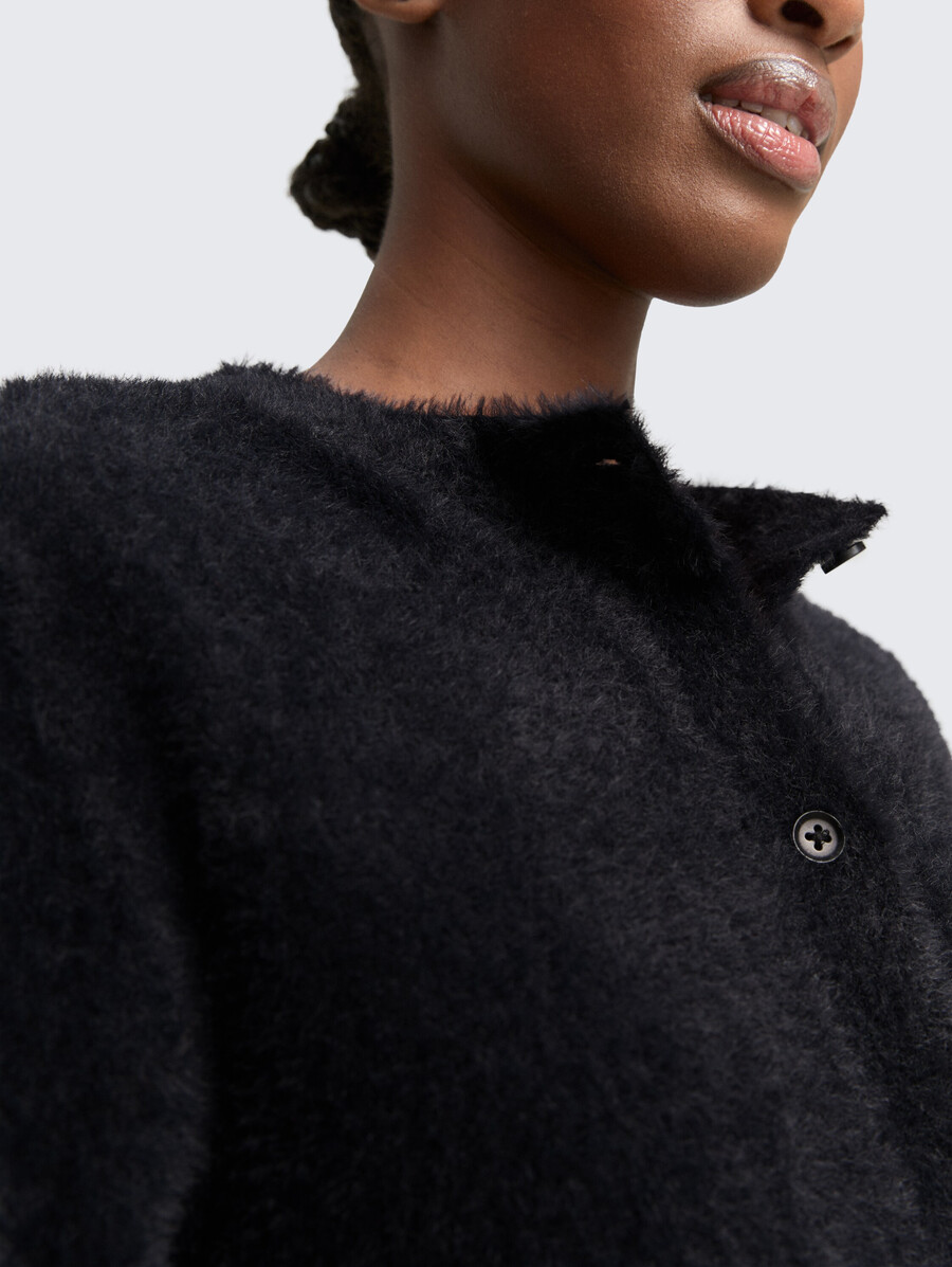 strickjacke aus federgarn mit reißverschluss