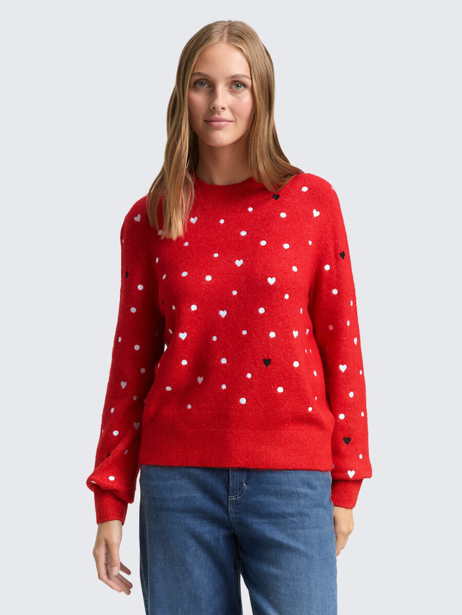 lässiger strickpullover mit stickerei