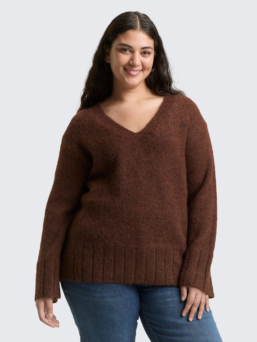 plus size – locker sitzender strickpullover mit wollanteil