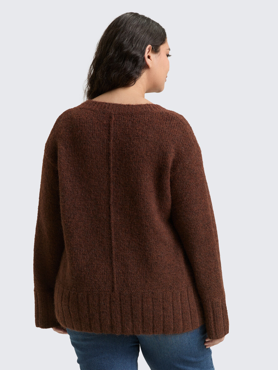 plus size – locker sitzender strickpullover mit wollanteil