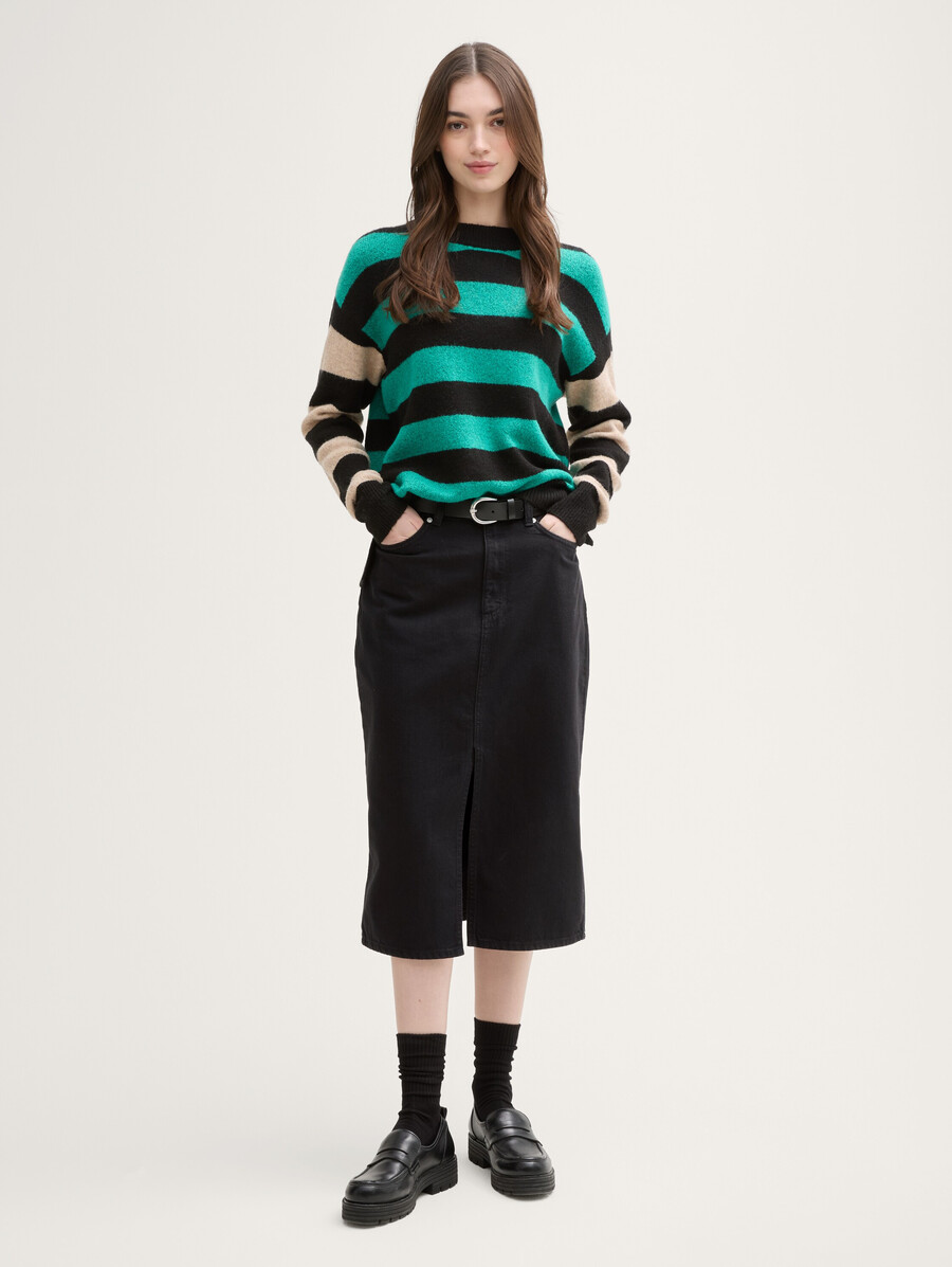 midi-jeansrock mit schlitz