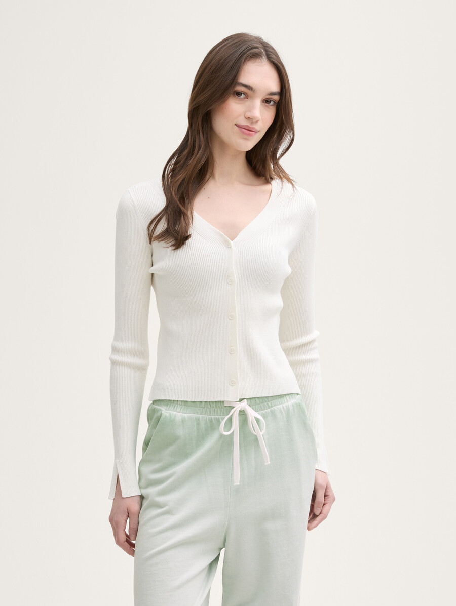 gerippte strickjacke mit Ärmelschlitzen