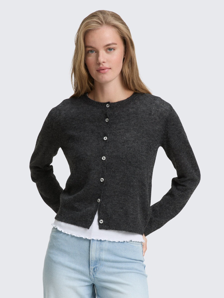 strickjacke mit rundhalsausschnitt