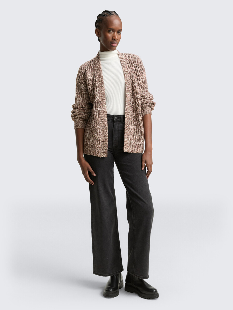 lässig geschnittene strickjacke in melange-optik