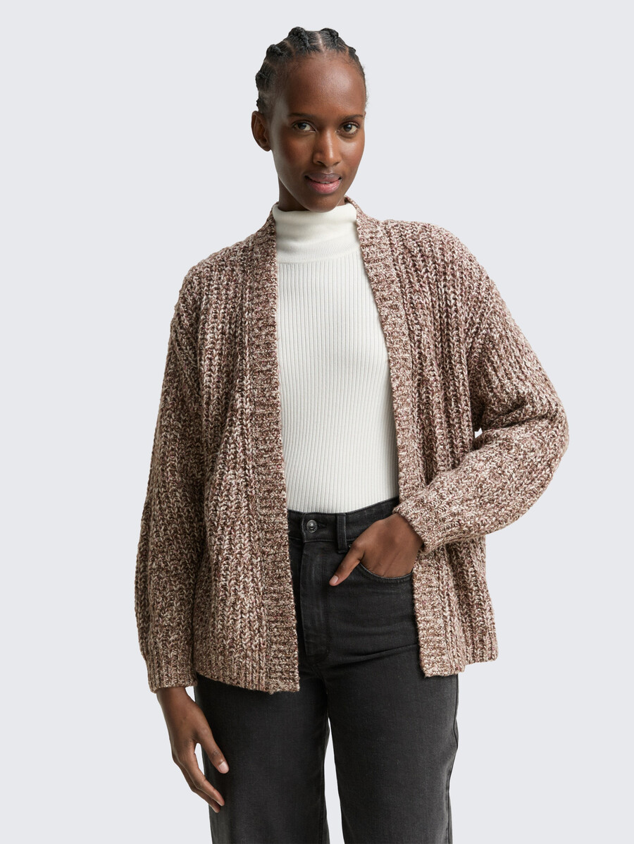 lässig geschnittene strickjacke in melange-optik