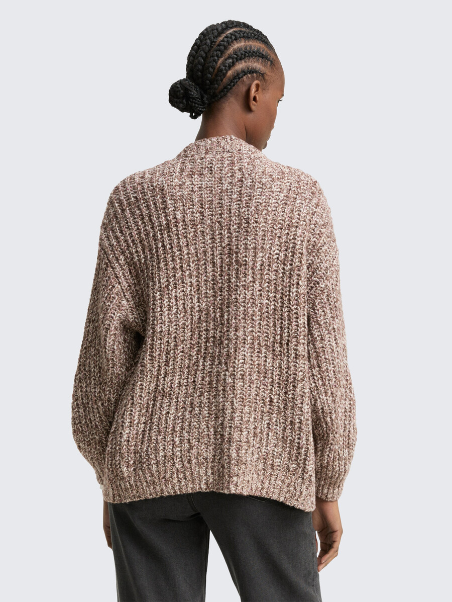 lässig geschnittene strickjacke in melange-optik