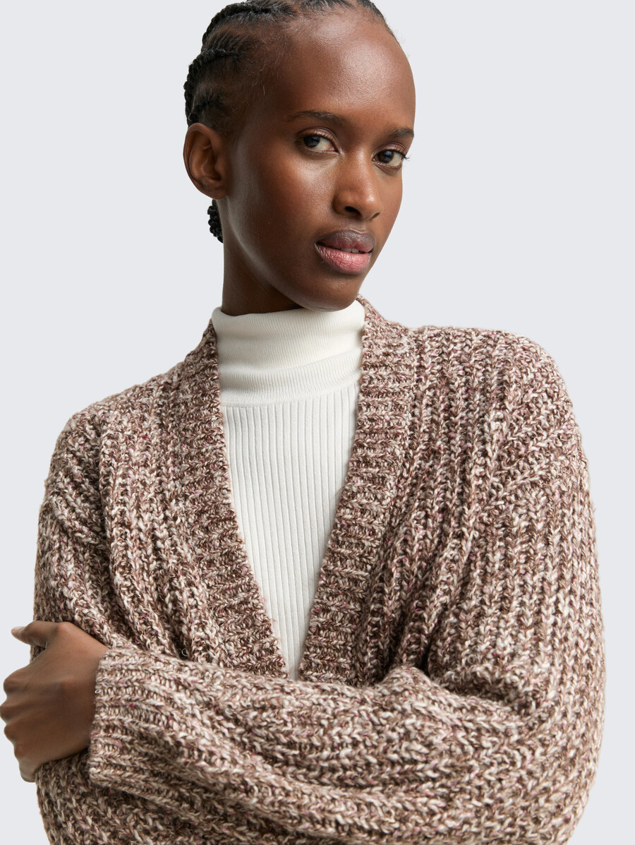 lässig geschnittene strickjacke in melange-optik