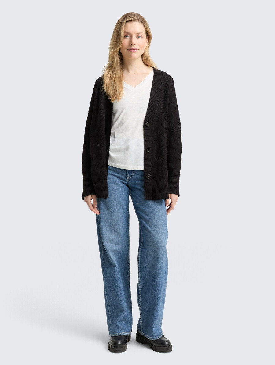 oversize-strickjacke mit glitzereffekt