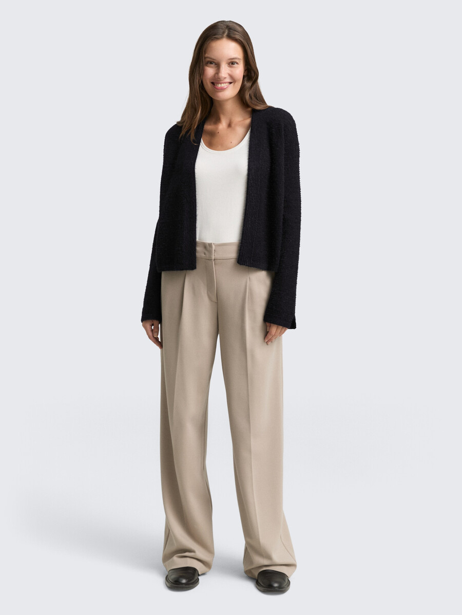 strickjacke aus federgarn mit reißverschluss