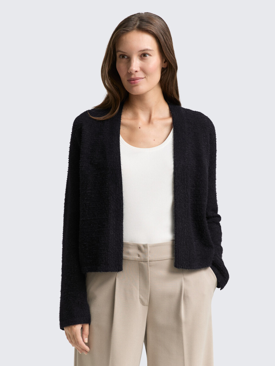 strickjacke aus federgarn mit reißverschluss