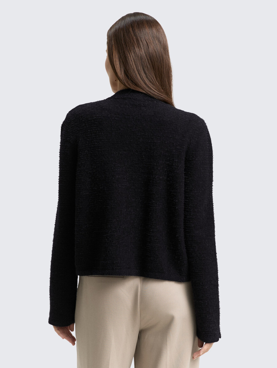 strickjacke aus federgarn mit reißverschluss