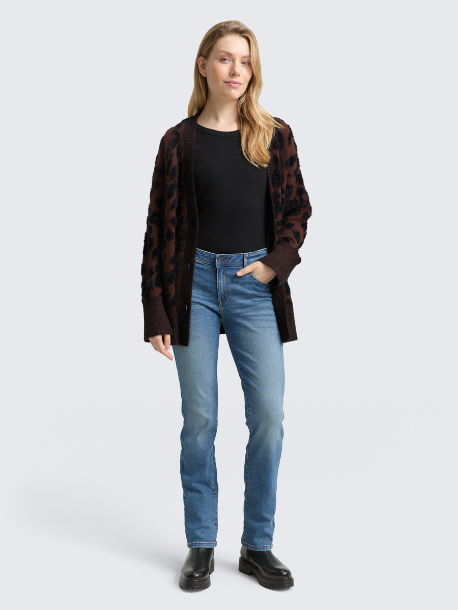oversize-strickjacke mit leopardenmuster