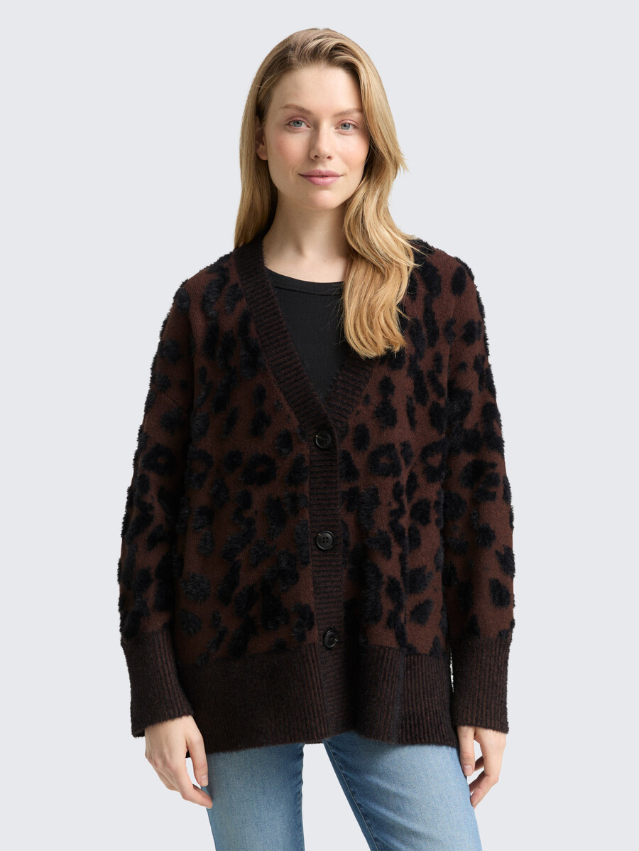 oversize-strickjacke mit leopardenmuster