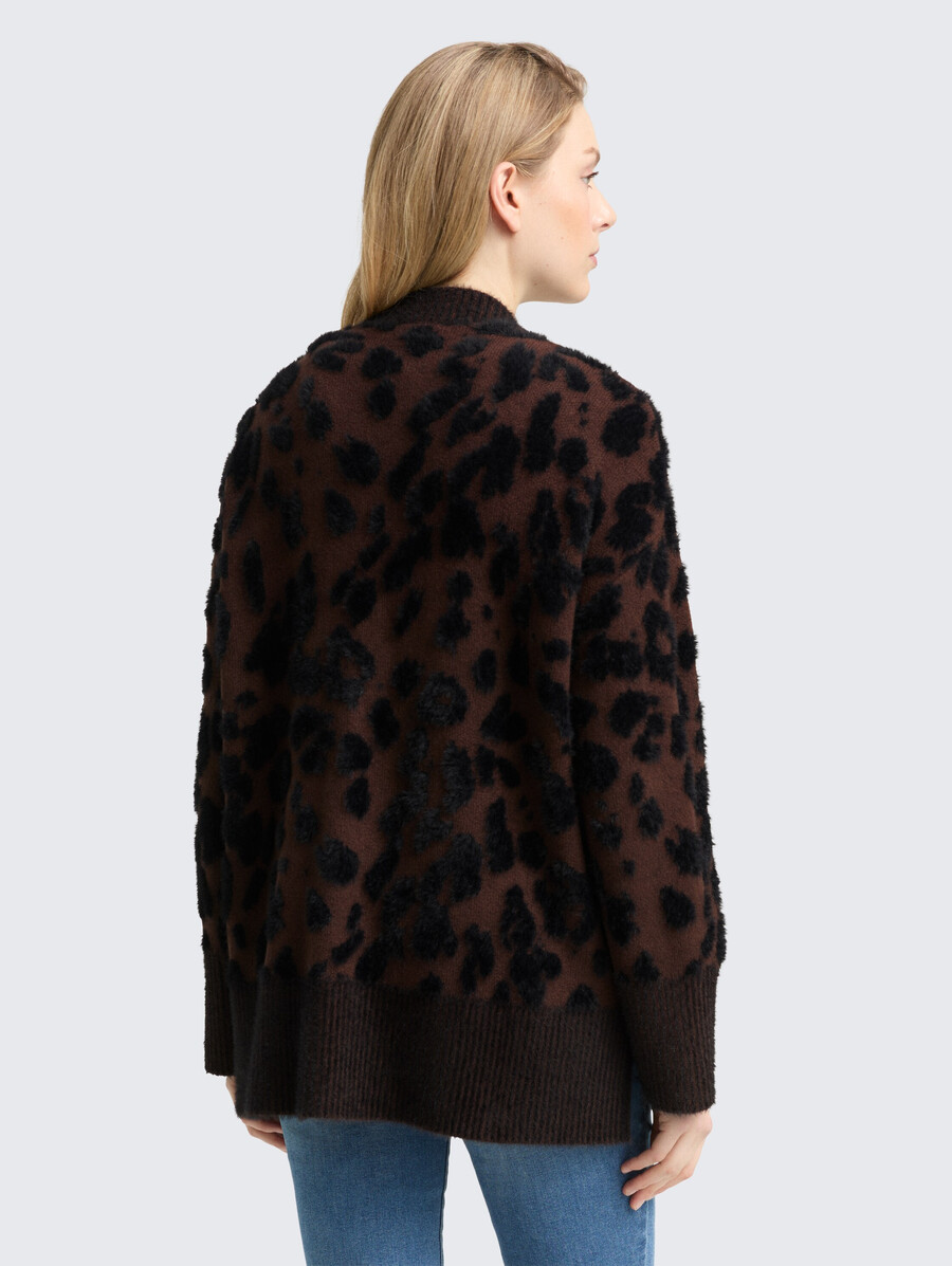 oversize-strickjacke mit leopardenmuster