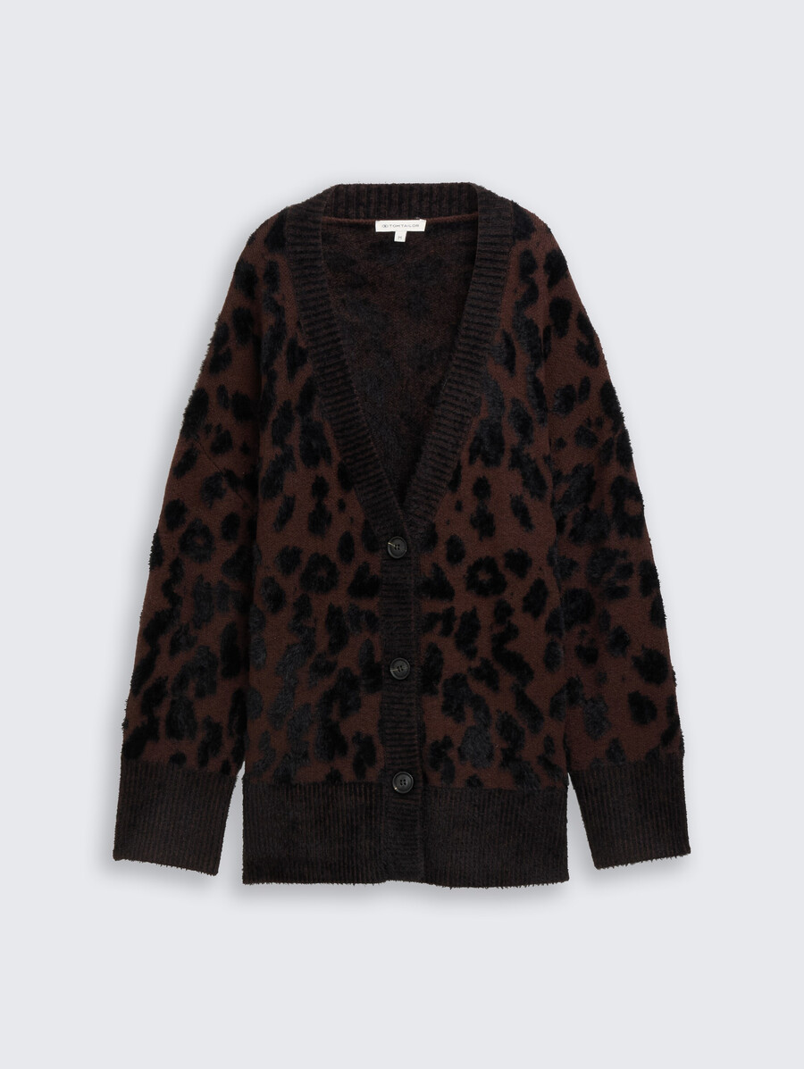 oversize-strickjacke mit leopardenmuster