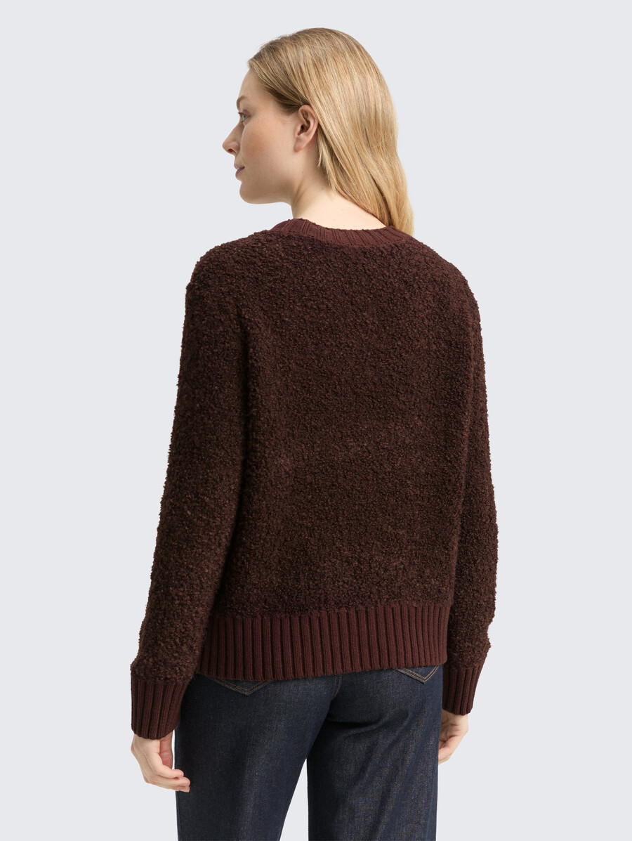 bouclé-cardigan mit wollanteil