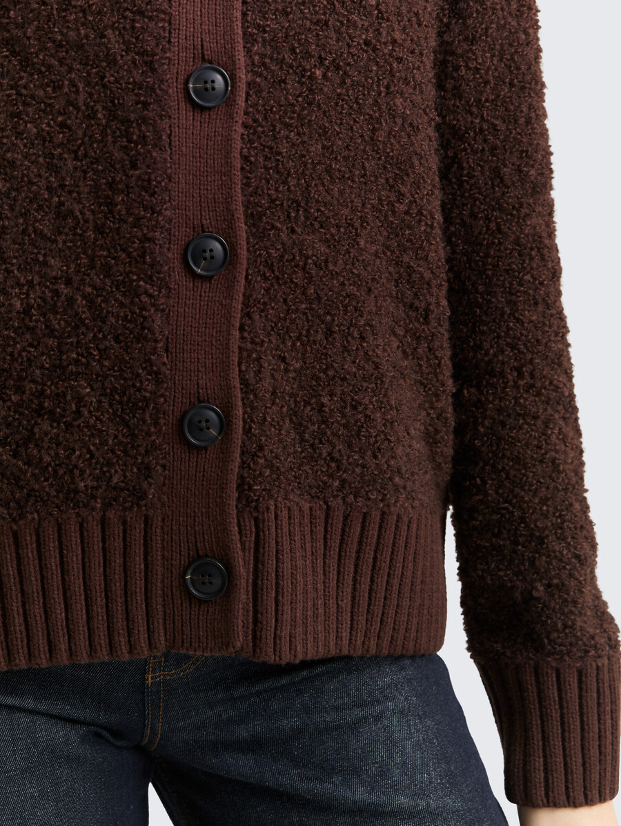 bouclé-cardigan mit wollanteil