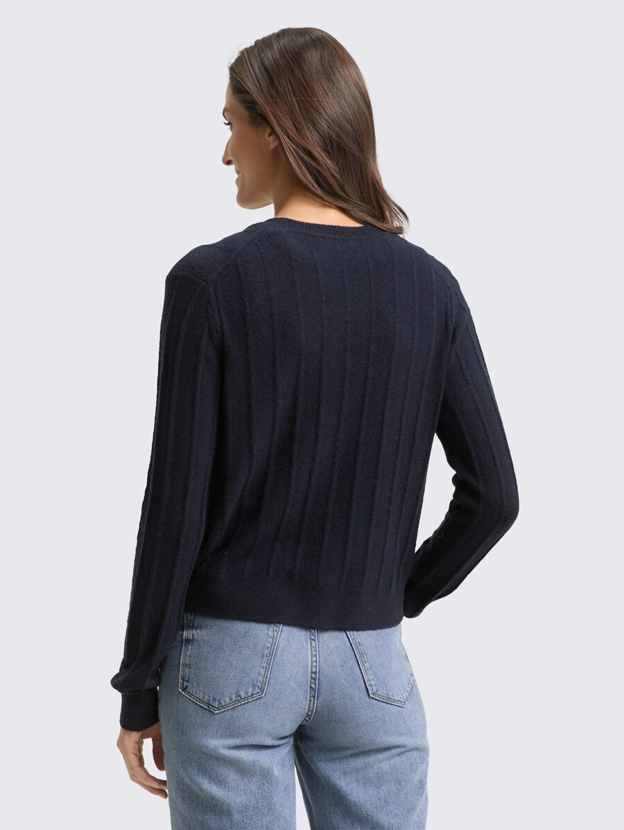 gerippte strickjacke mit wollanteil