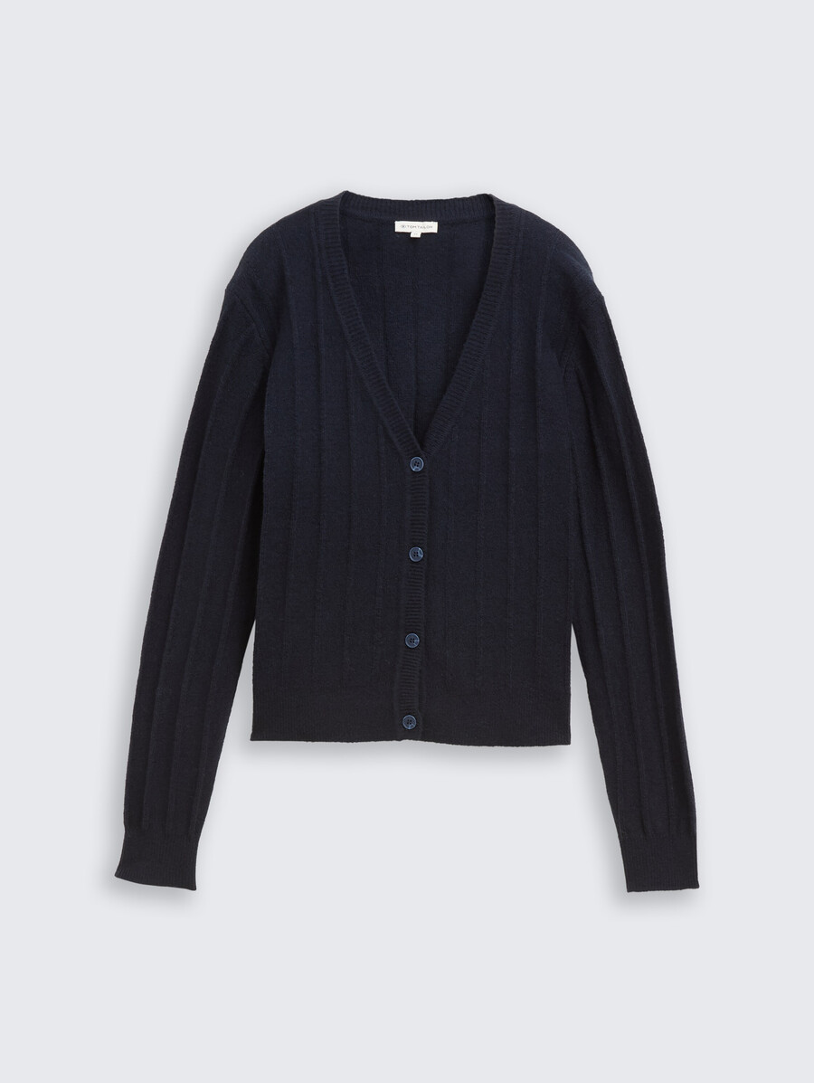 gerippte strickjacke mit wollanteil