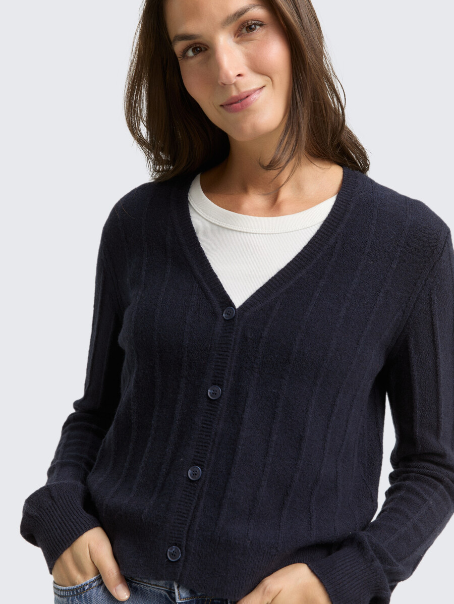 gerippte strickjacke mit wollanteil