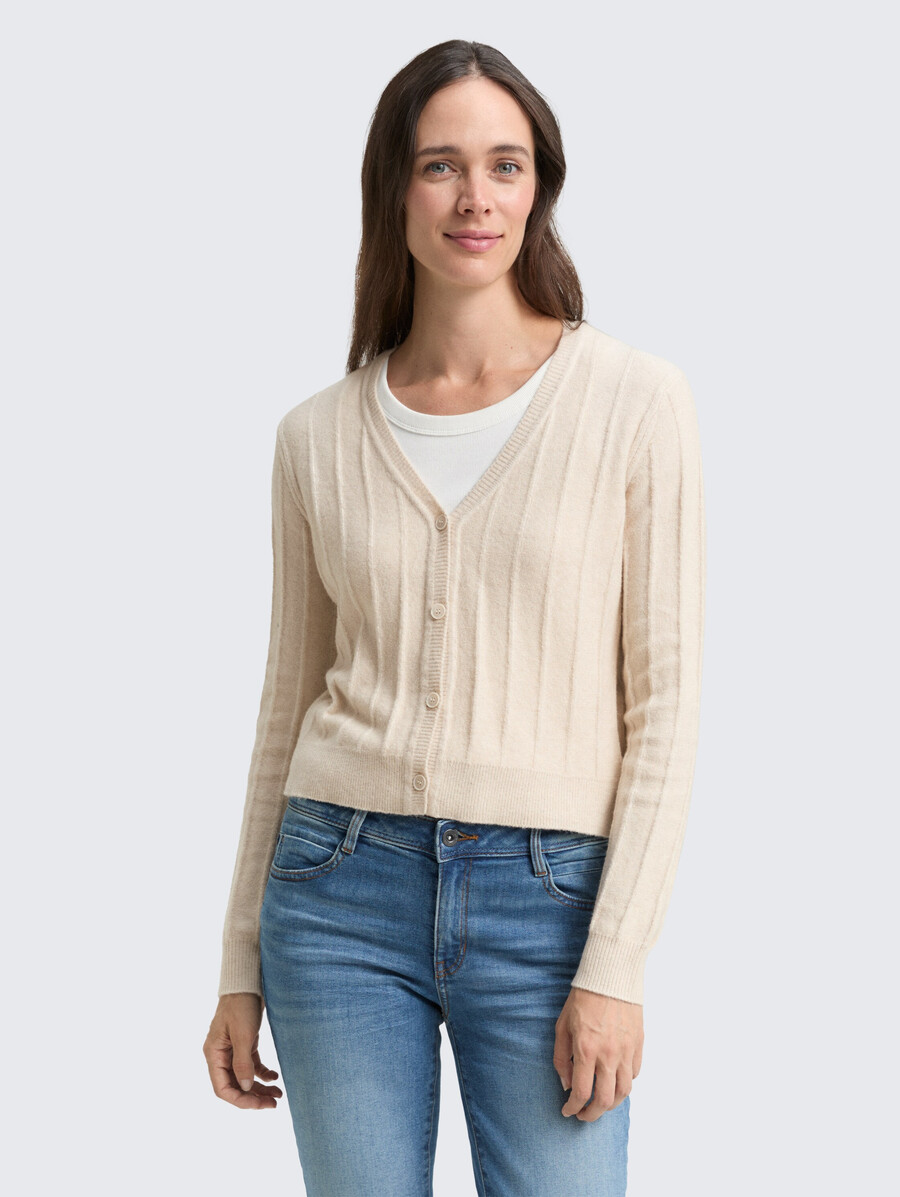 gerippte strickjacke mit wollanteil