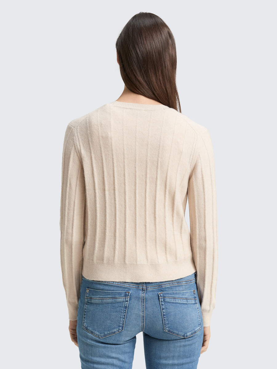 gerippte strickjacke mit wollanteil