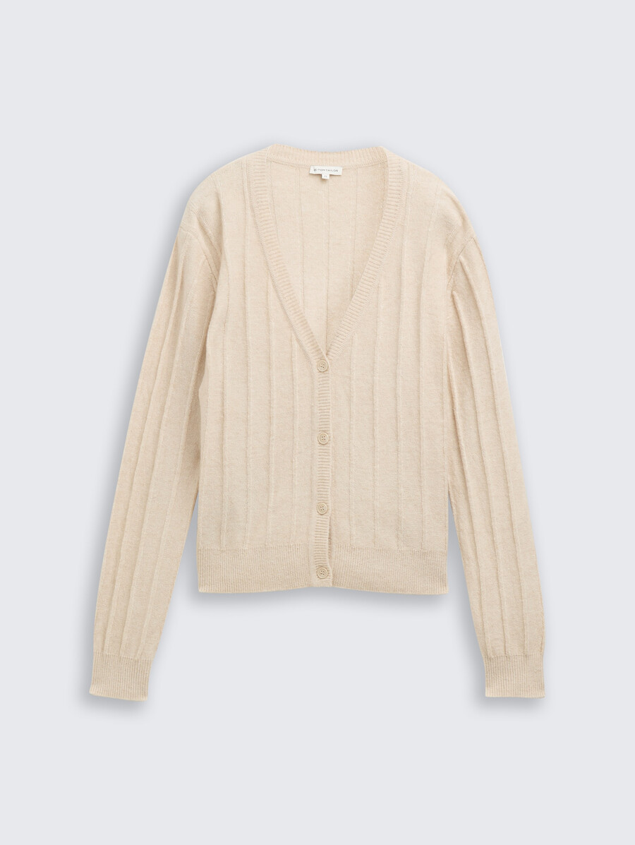 gerippte strickjacke mit wollanteil