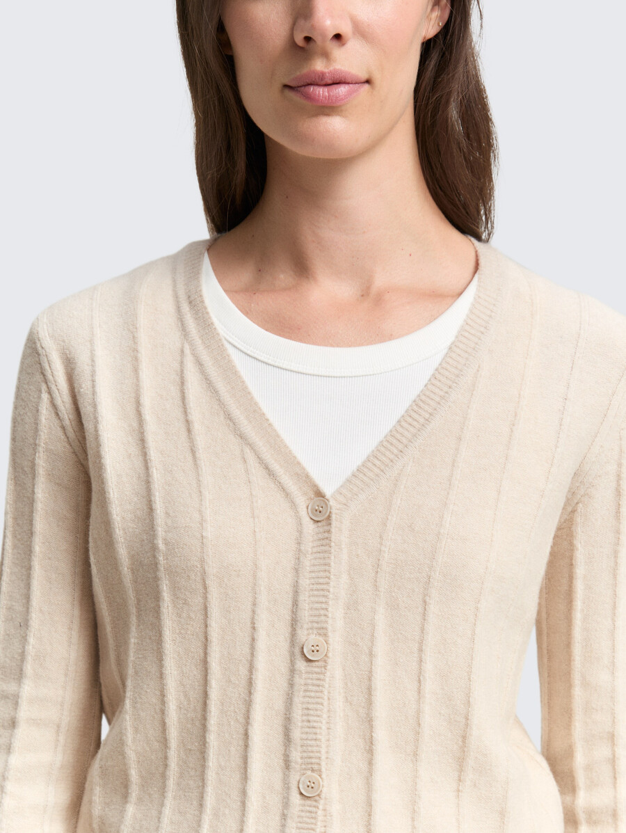 gerippte strickjacke mit wollanteil