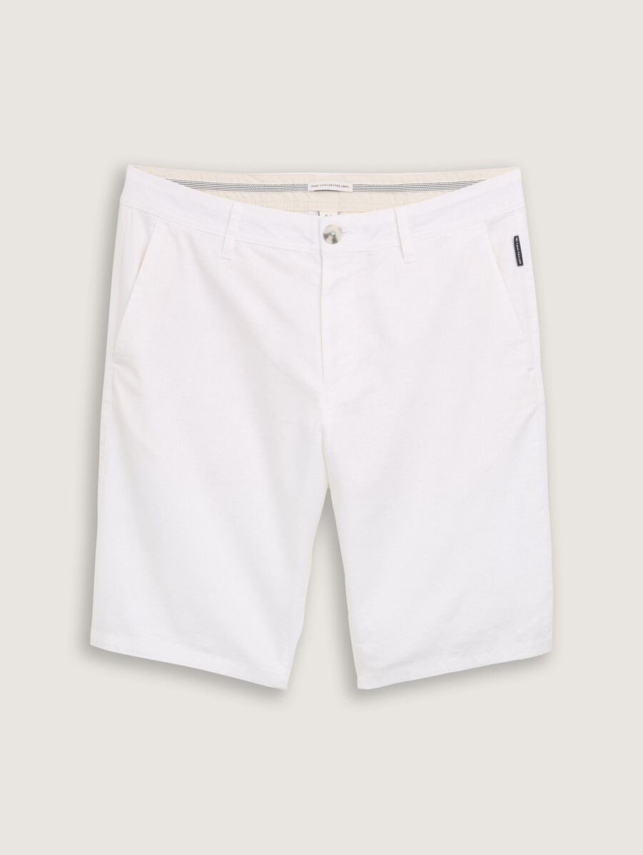 schmale chino-shorts mit leinenanteil