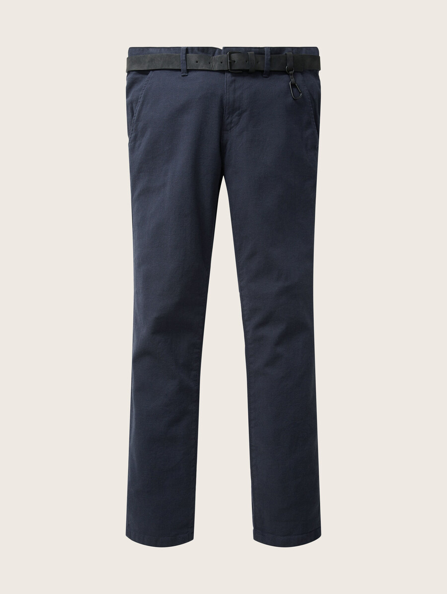 chino-hose mit geradem schnitt und gürtel