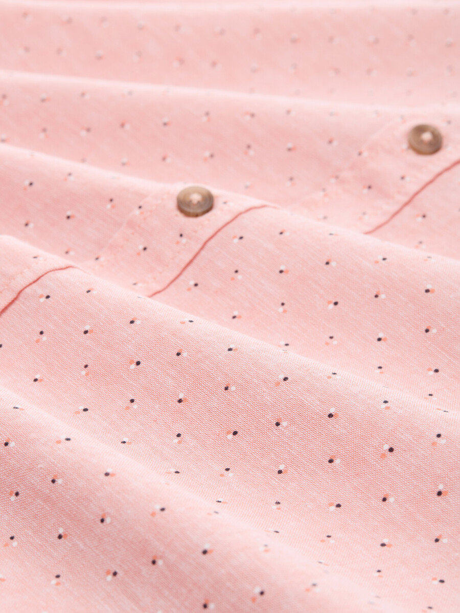 kurzarmhemd in regulärer passform mit leinenanteil und polka-dot-muster