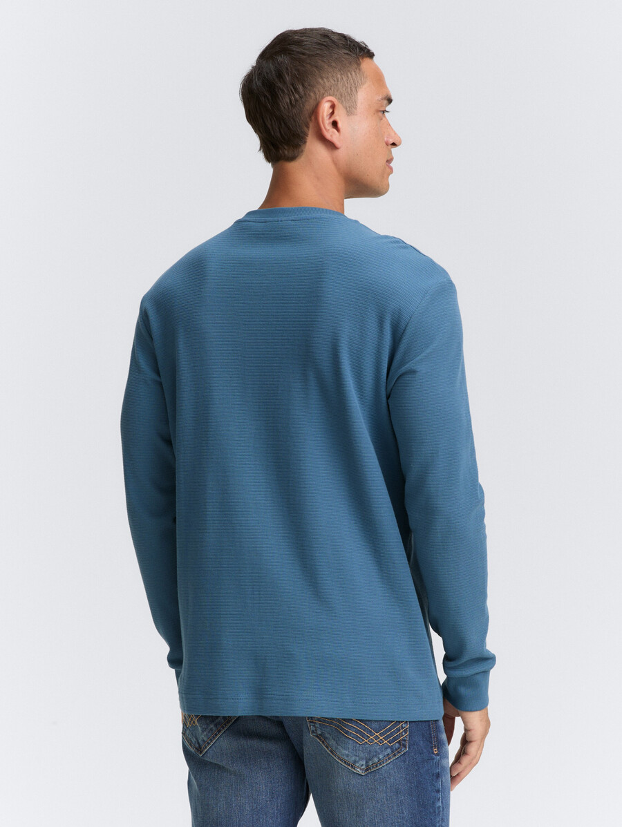 geripptes henley-langarmhemd mit brusttasche