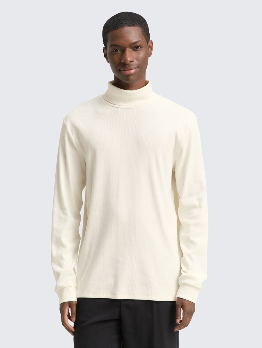 rollkragenpullover mit rippstruktur