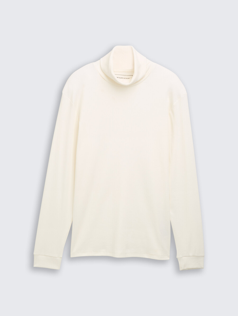 rollkragenpullover mit rippstruktur